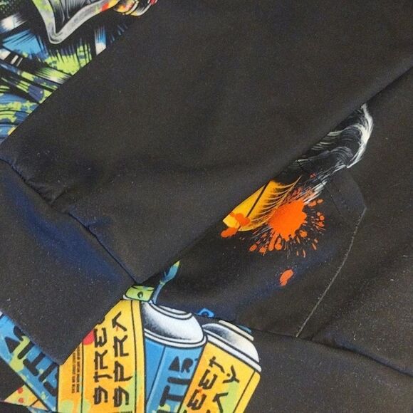 Black Colorful Panda Graffiti Double Print Unisex Hoodie Sweatshirt Mens Med - Picture 11 of 12